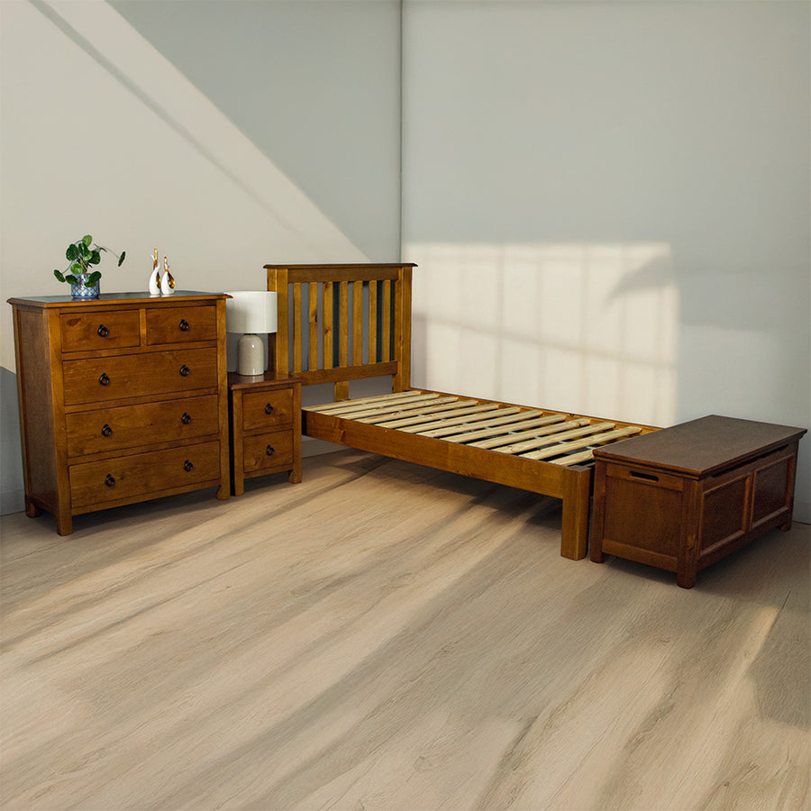 Rimu-stain NZ Pine King Single Suite - Mainland Furniture NZ