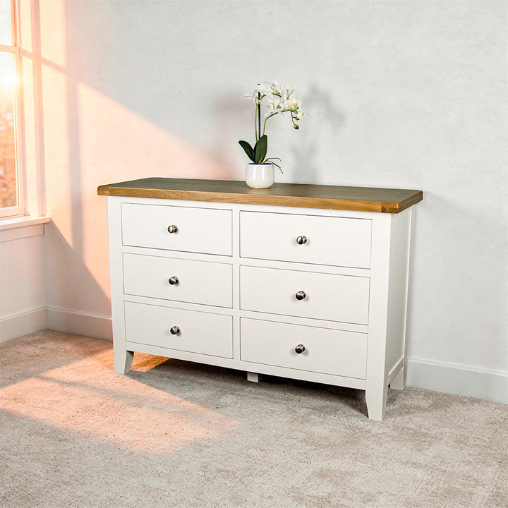 Tasmania 6 Drawer Oak Top Lowboy