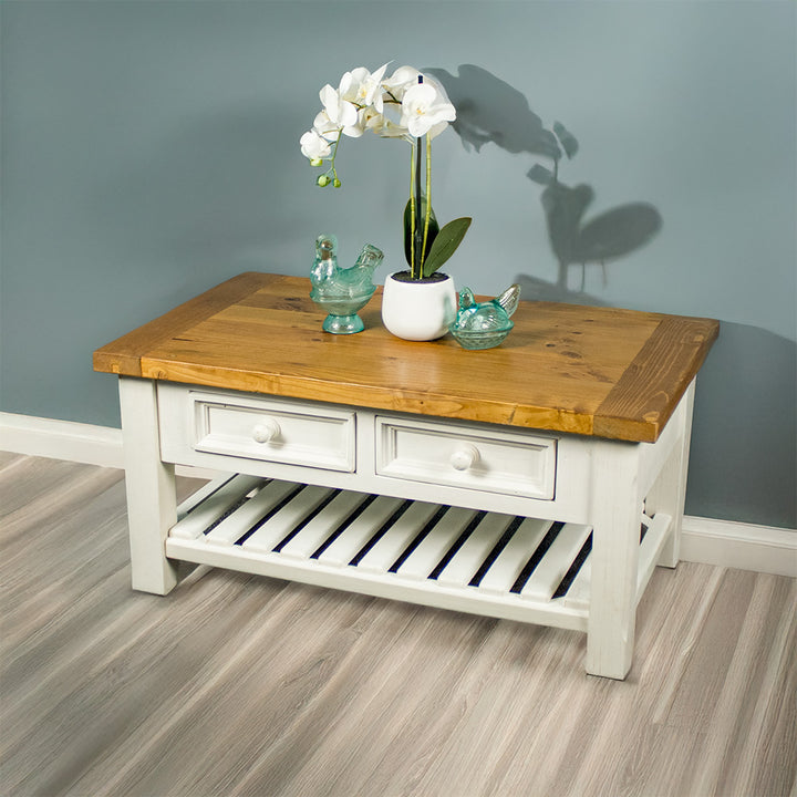 Tuscan Recycled Pine 2 Drawer Coffee Table