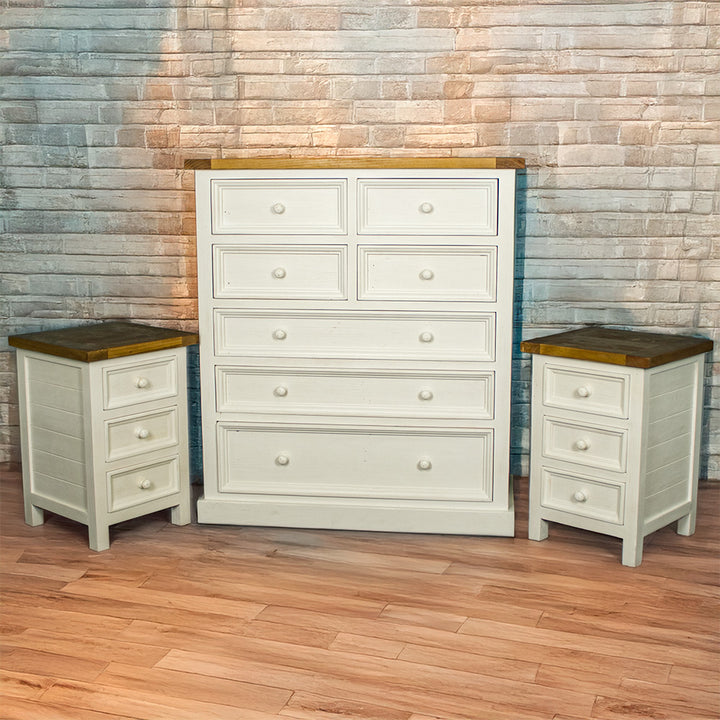 Tuscan Three-Piece Recycled Pine Bedroom Suite with Tallboy