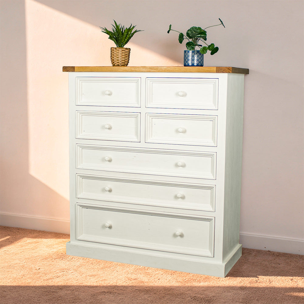 Tuscan Recycled Pine Large Seven Drawer Tallboy