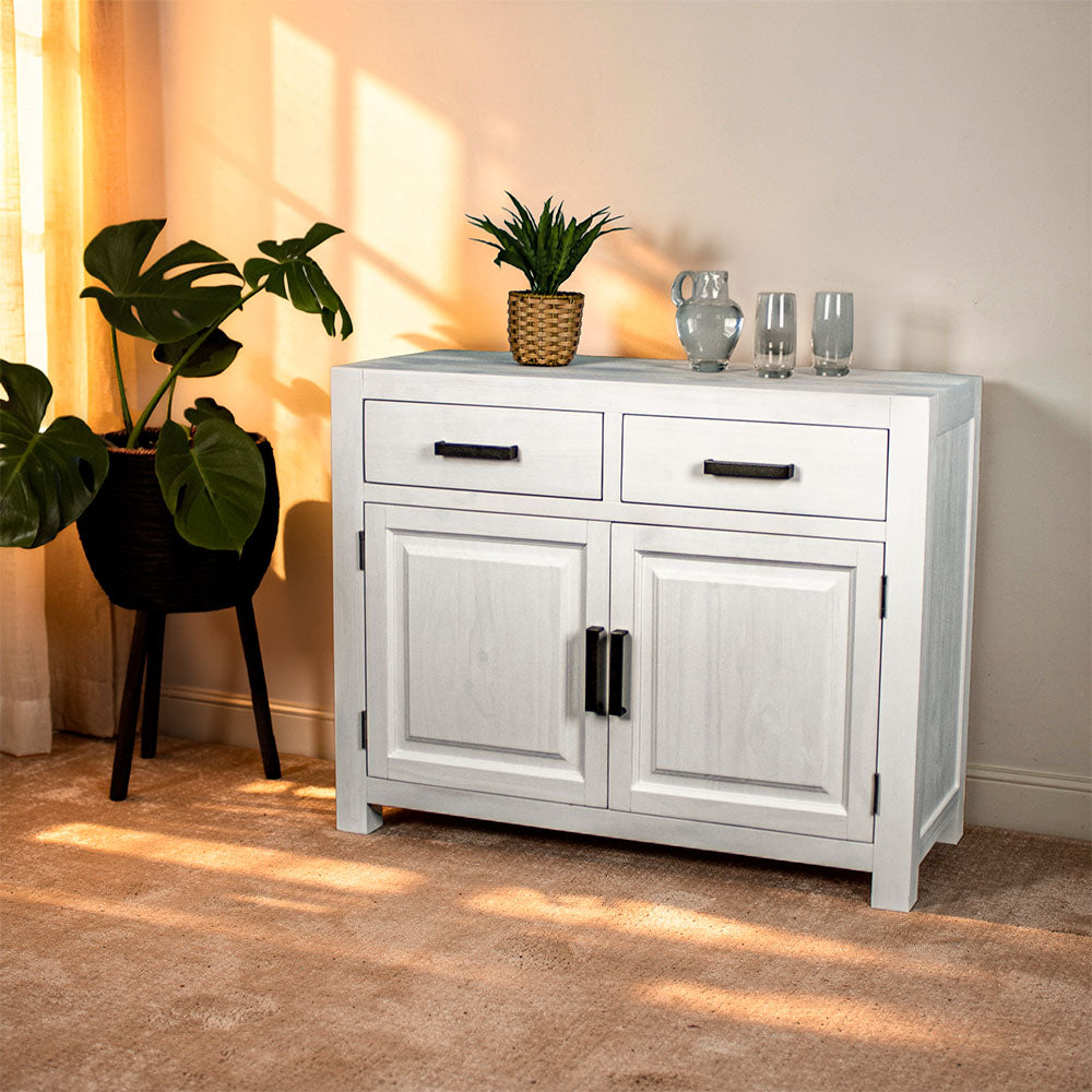 Vancouver 2 Door 2 Drawer NZ Pine White Buffet