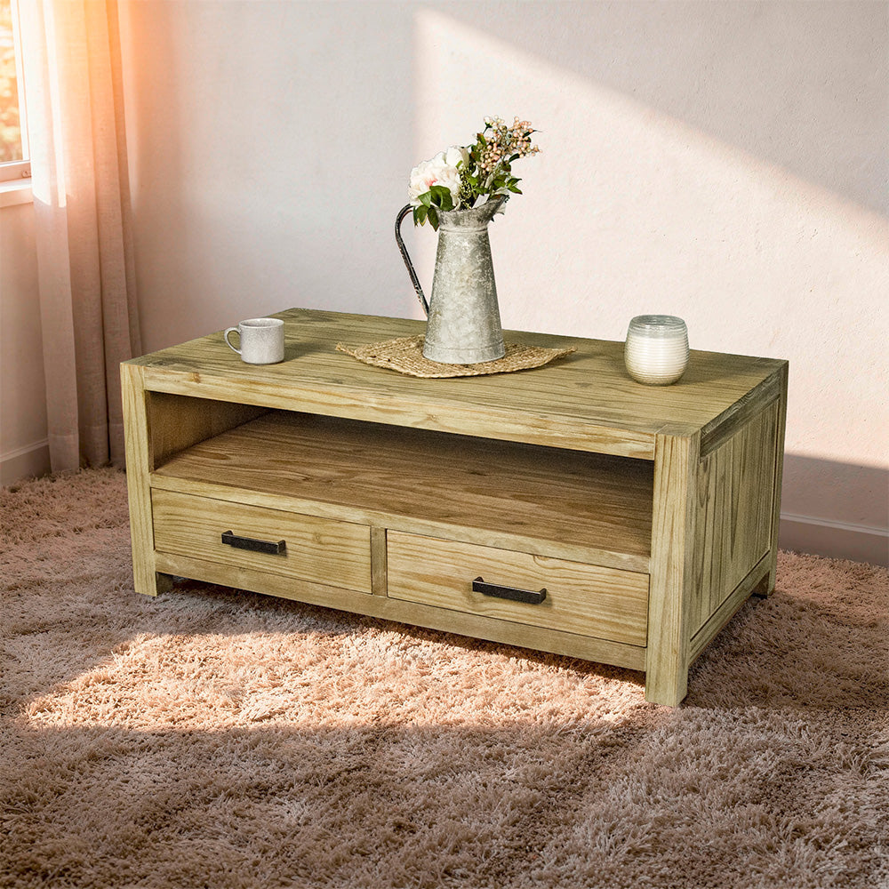 Vancouver 2 Drawer NZ Pine Coffee Table