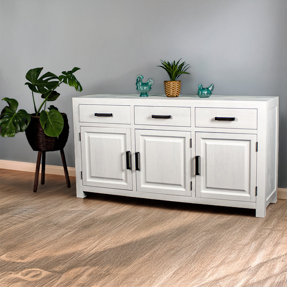 Vancouver 3 Door 3 Drawer NZ Pine White Buffet