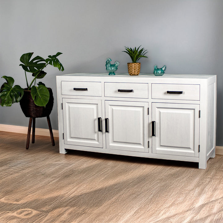 Vancouver 3 Door 3 Drawer NZ Pine White Buffet