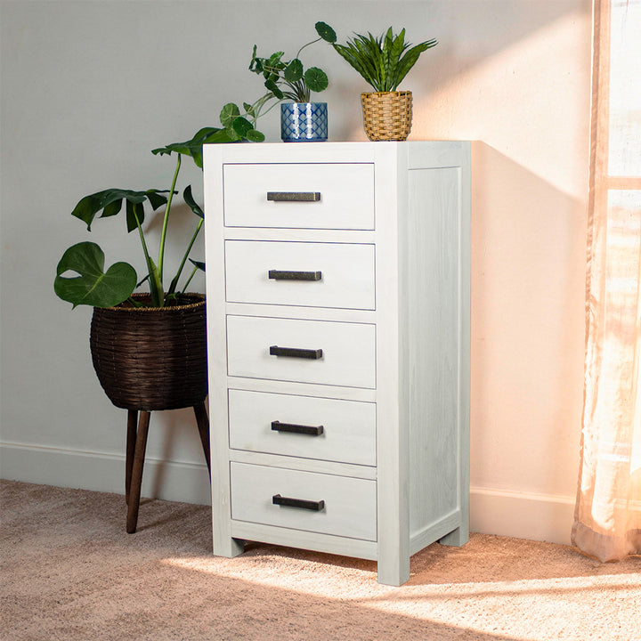 Vancouver 5 Drawer White NZ Pine Lingerie Chest