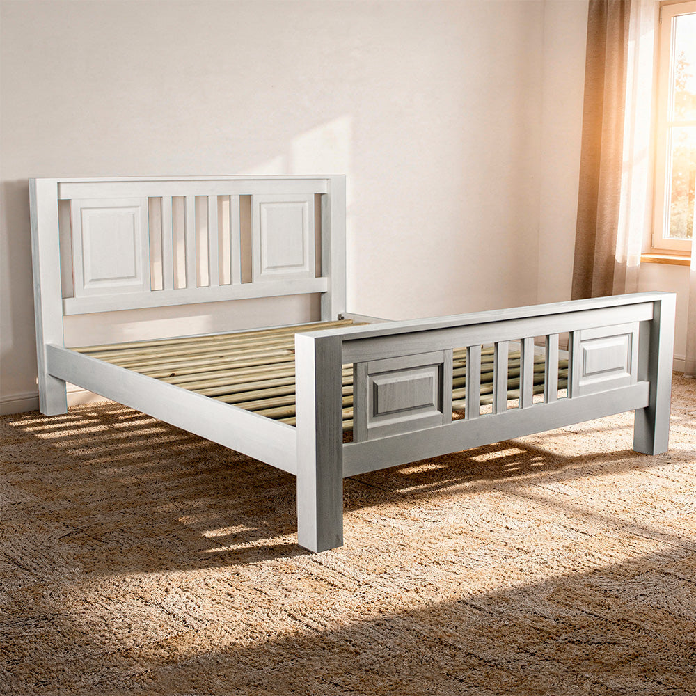 Vancouver Queen Size White Slat Bed Frame