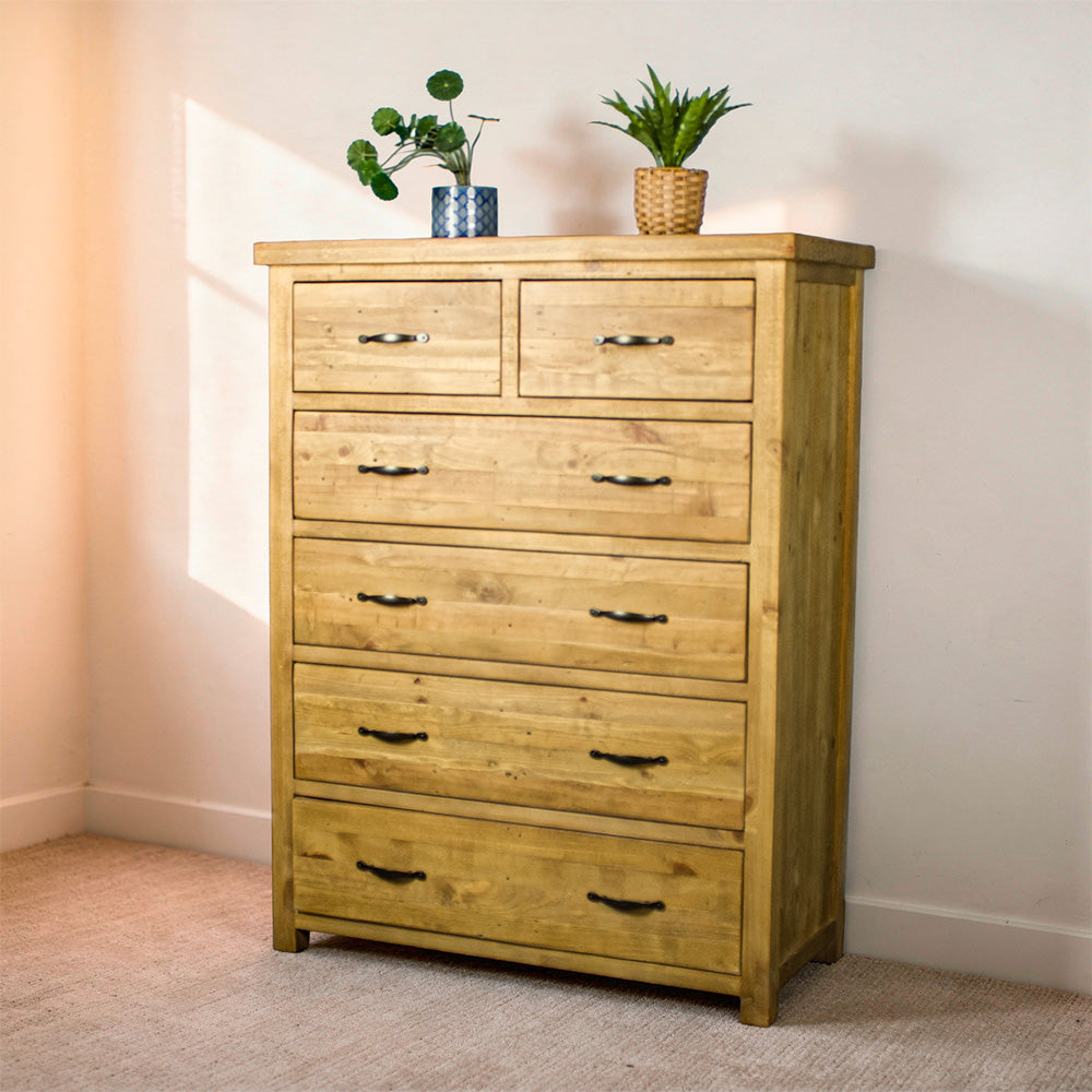 Ventura Recycled Pine Six Drawer Tallboy