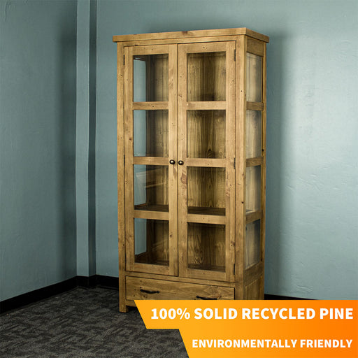 Front of the Ventura Recycled Pine Display Cabinet