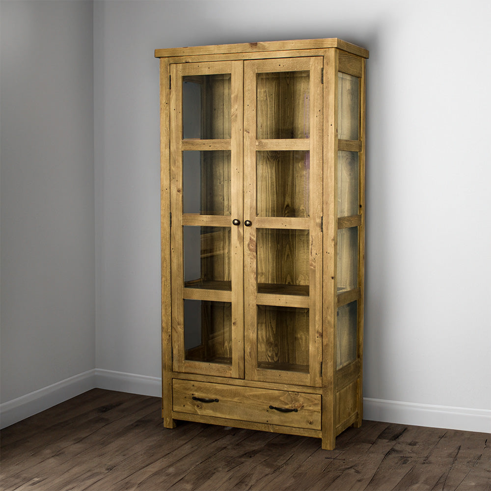 Front of the Ventura Recycled Pine Display Cabinet