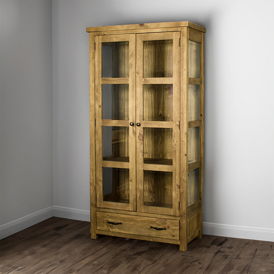 Front of the Ventura Recycled Pine Display Cabinet
