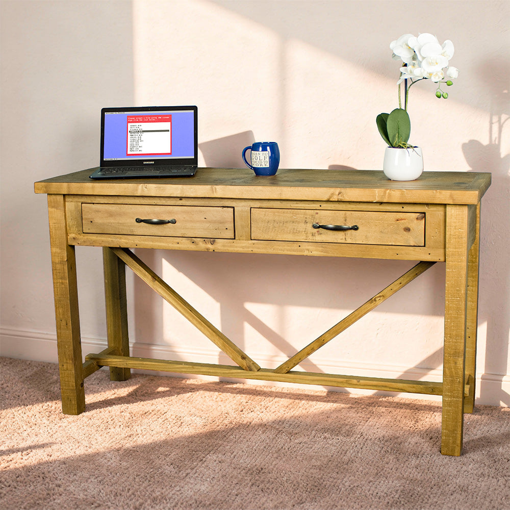 Ventura Recycled Pine 2 Drawer Hall Table