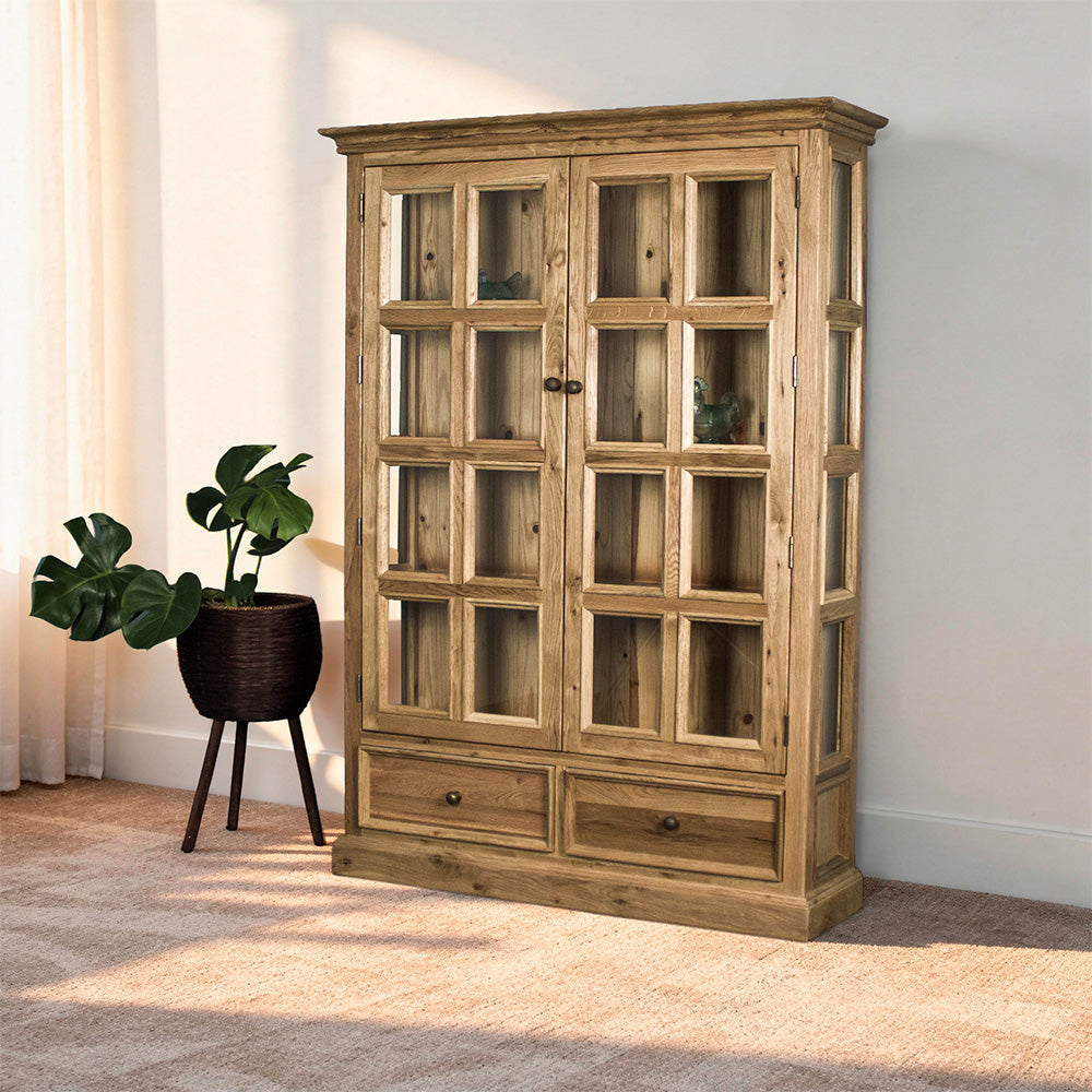 Versailles Large Oak Display Cabinet