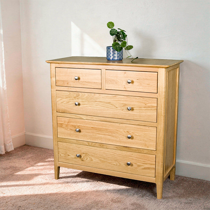 Victoria Oak 5 Drawer Tallboy