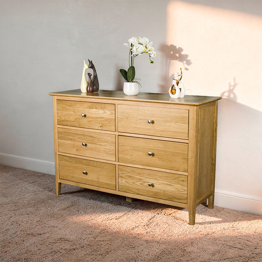 Victoria Oak 6 Drawer Lowboy
