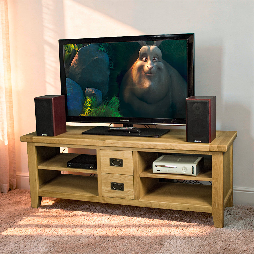 Vienna 2 Drawer Oak Entertainment Unit