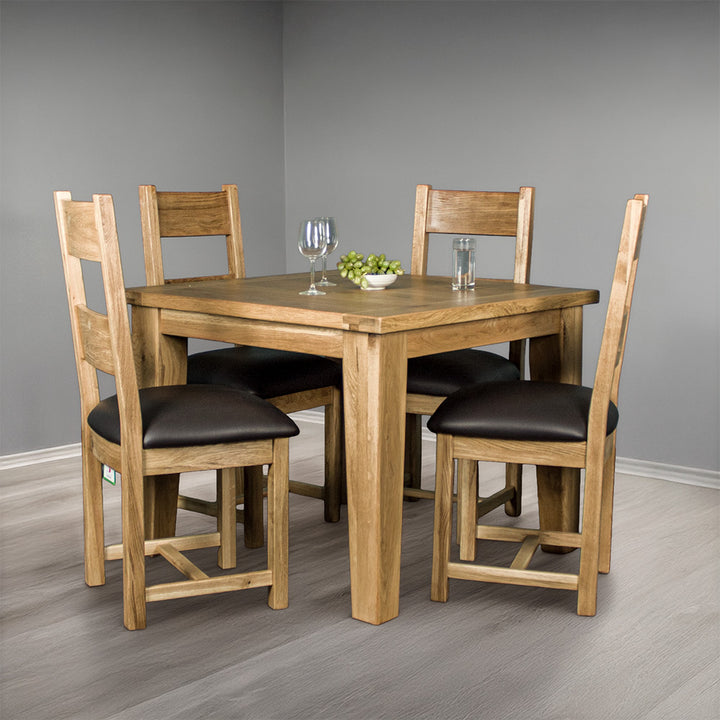 Vienna 5 Piece Square Oak Dining Suite with Upholstered Chairs