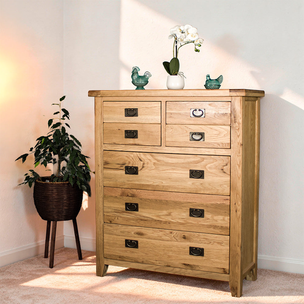 Vienna 7 Drawer Oak Tallboy