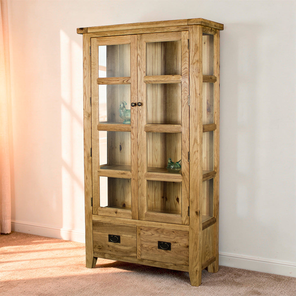 Vienna Oak Glass Display Cabinet