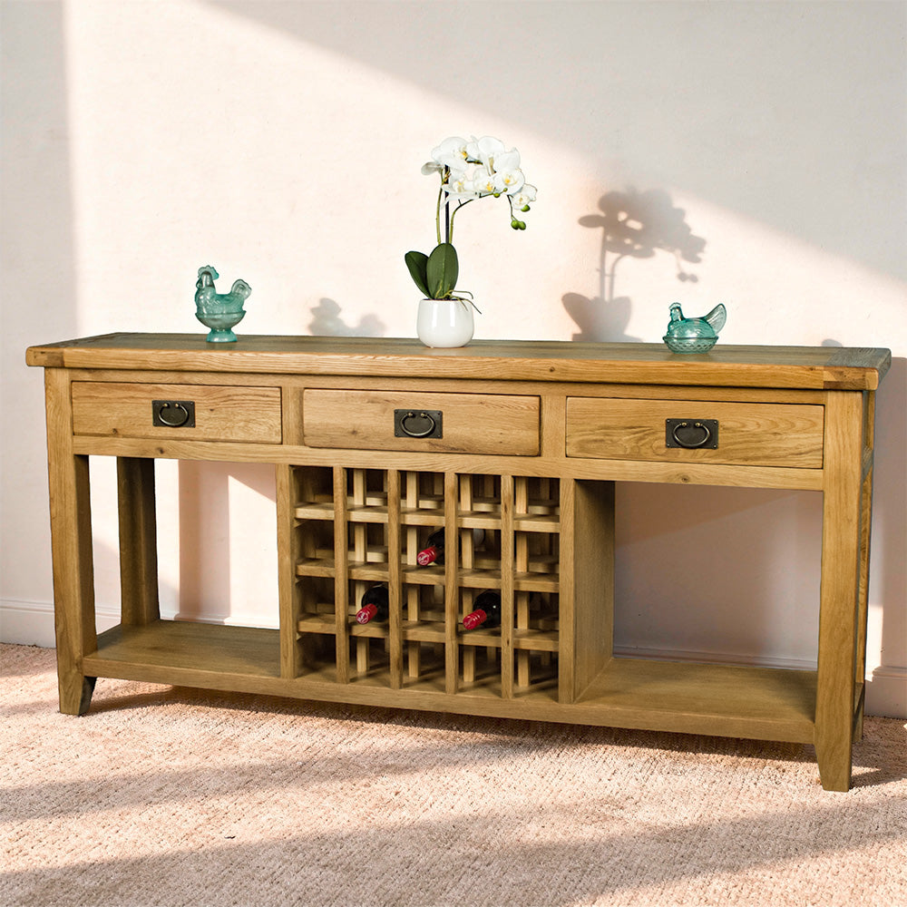 Vienna Oak Hall Table w/ Wine Rack