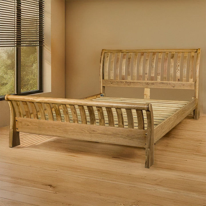 Vienna Oak King Size Mermaid Sleigh Slat Bed Frame