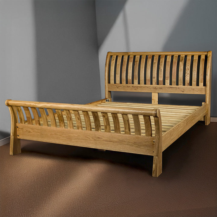 Vienna Oak King Size Mermaid Sleigh Slat Bed Frame