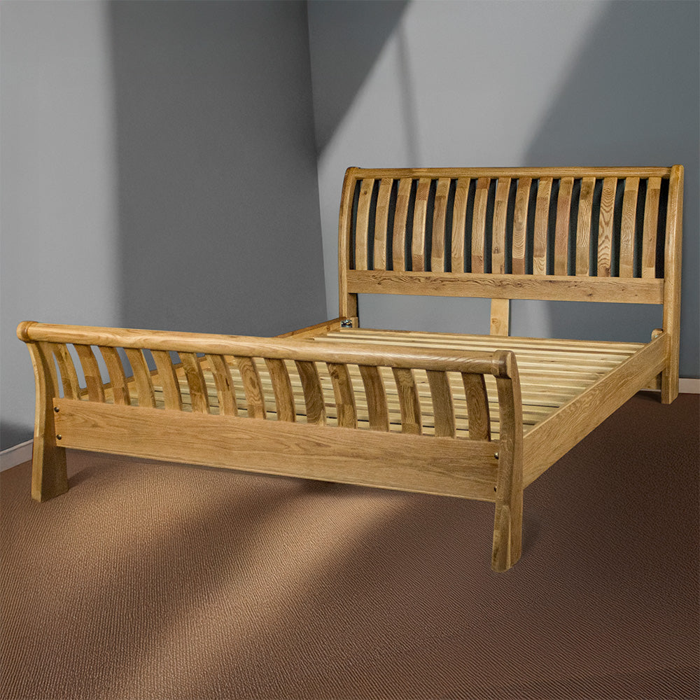 Vienna Oak King Size Mermaid Sleigh Slat Bed Frame