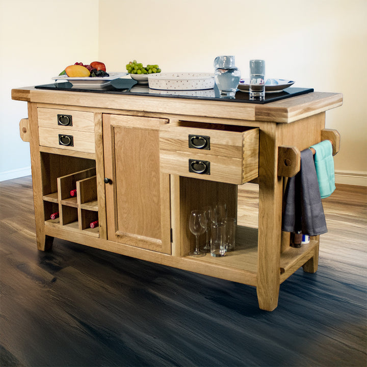 Vienna Large Oak Granite Top Kitchen Island