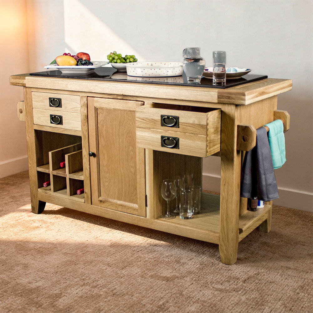 Vienna Large Oak Granite Top Kitchen Island