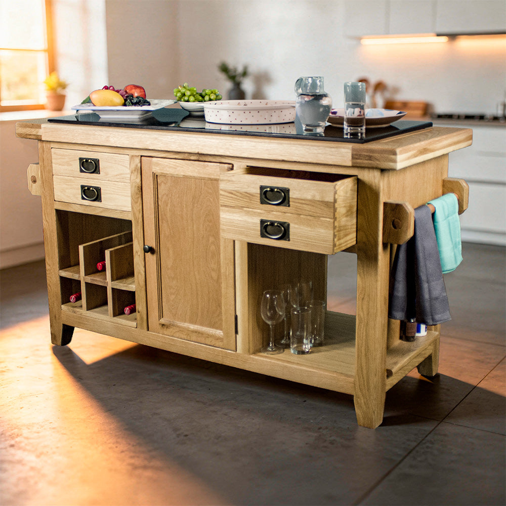 Vienna Large Oak Granite Top Kitchen Island