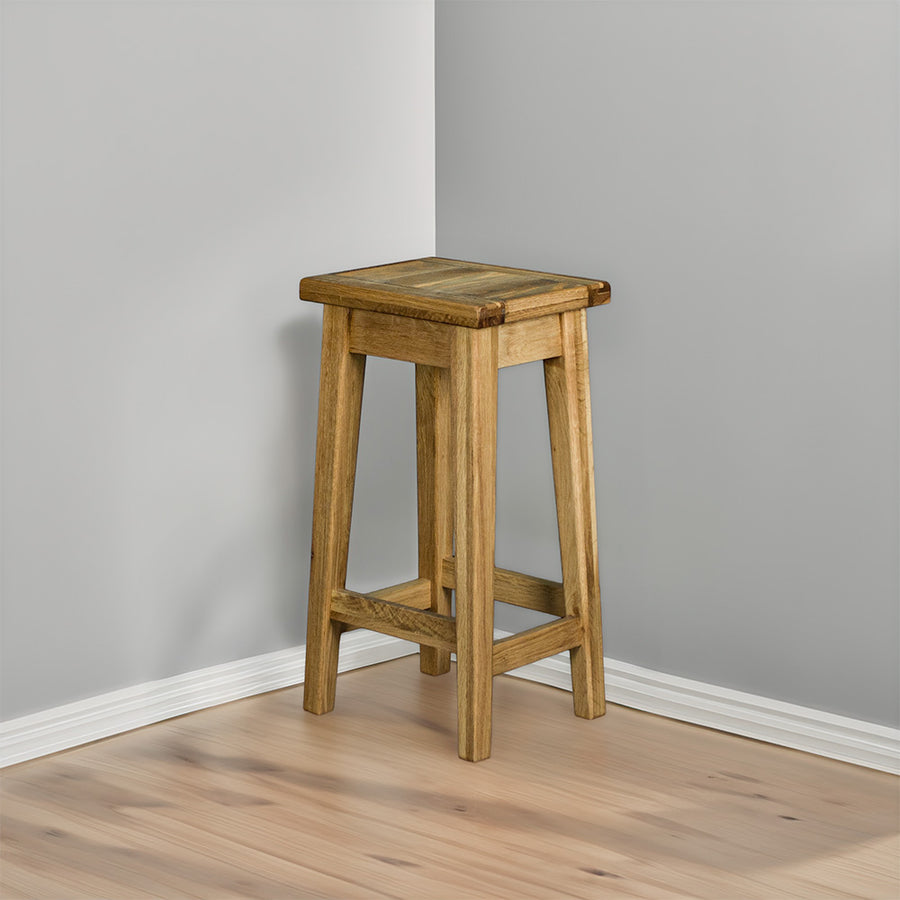 An overall view of the Vienna Oak Bar Stool.