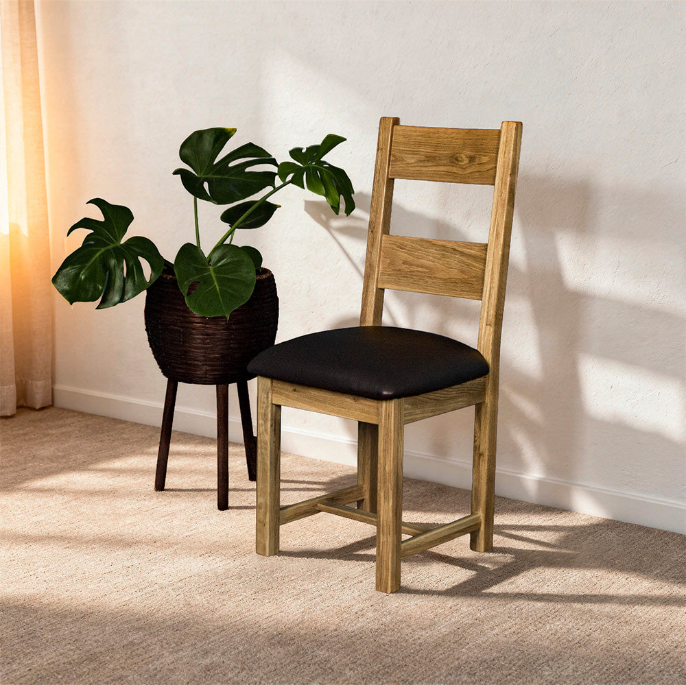 Vienna Oak Two-Brace Upholstered Dining Chair