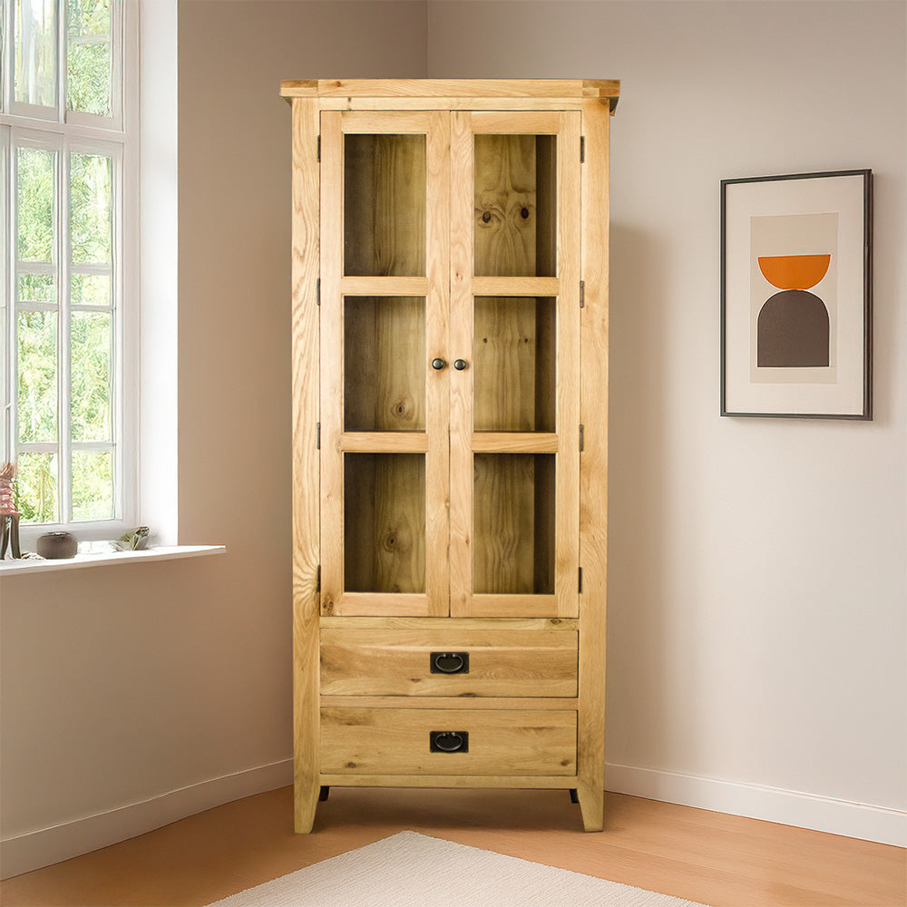 Yes Oak Corner Display Cabinet