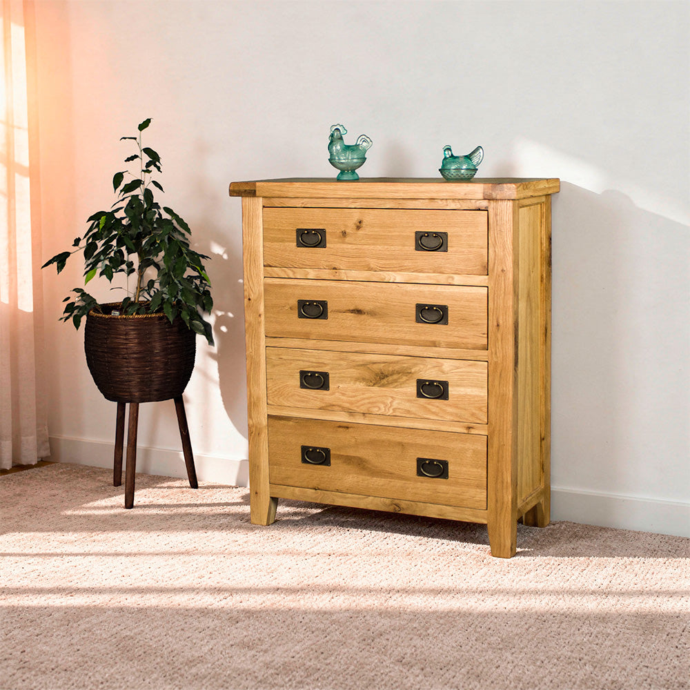 Yes Four Drawer Oak Tallboy