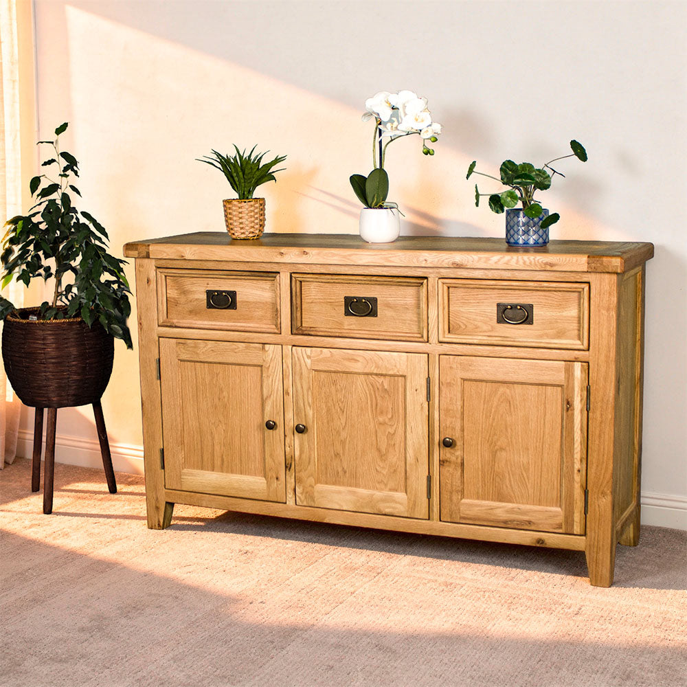 Yes 3 Door 3 Drawer Oak Buffet