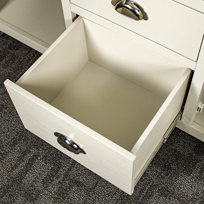 Overall of the deep drawer of the white Alton 2 Door 5 Drawer Buffet