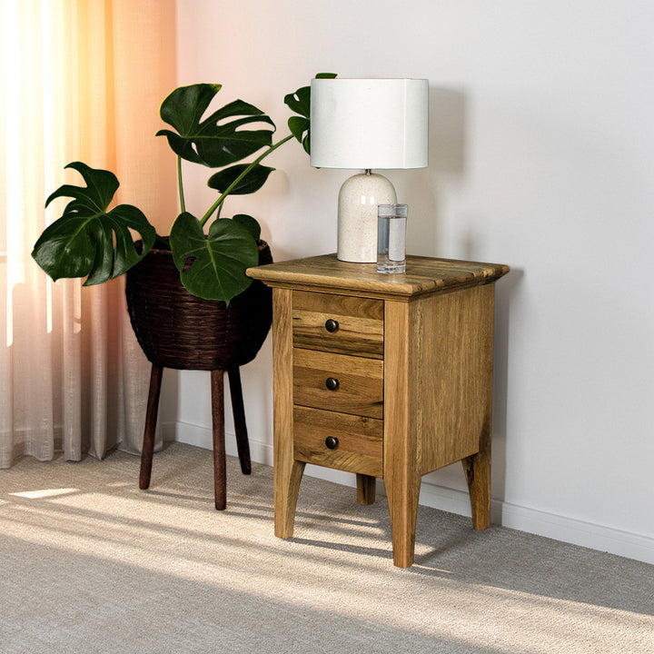 Beethoven Oak Bedside Table 3 Drawers