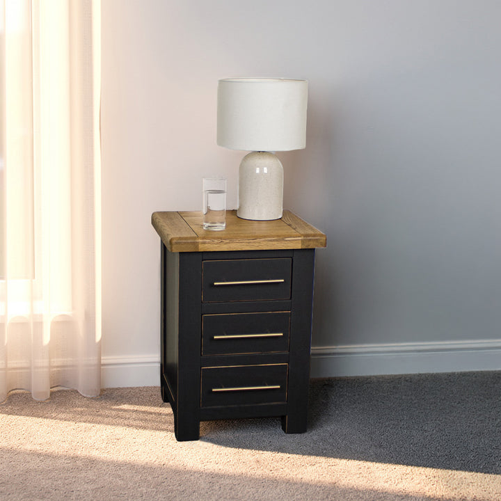 Cascais 3 Drawer Black Bedside Table