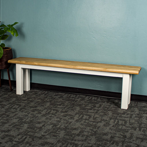 The front of the Loire Solid Oak Bench Seat (White).