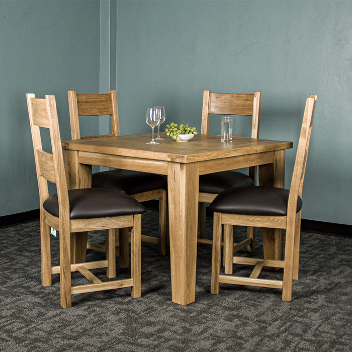 Vienna 5 Piece Square Oak Dining Suite with Upholstered Chairs