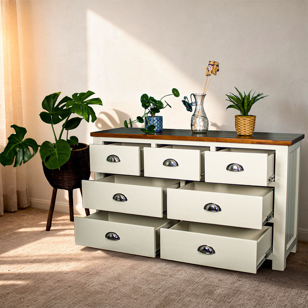 Alton 7 Drawer Pine Dresser & Mirror