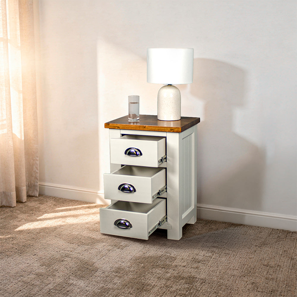 Alton 3 Drawer Pine Bedside Cabinet