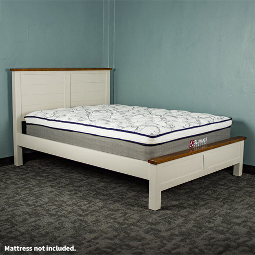 An overall view of the Alton Double Slat Bed-Frame with the Euro Top Pocket Spring Mattress on top.