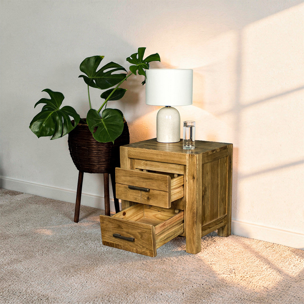 Amalfi 2-Drawer Oak Bedside