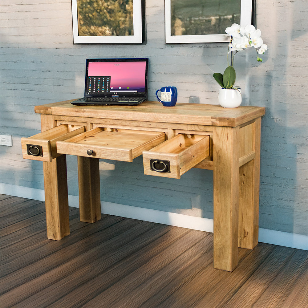 Amstel 3 Drawer Oak Dressing Table / Desk