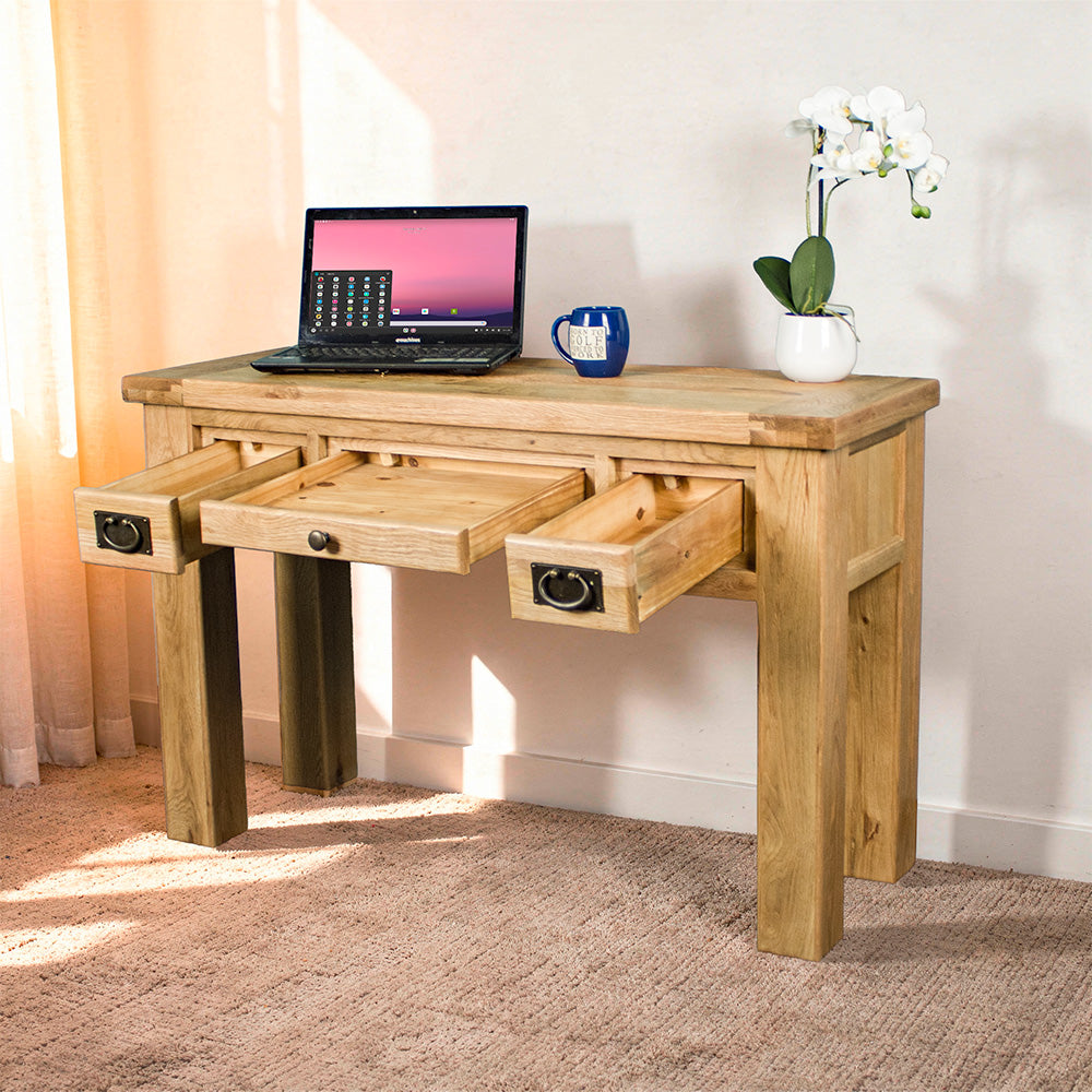 Amstel 3 Drawer Oak Dressing Table / Desk
