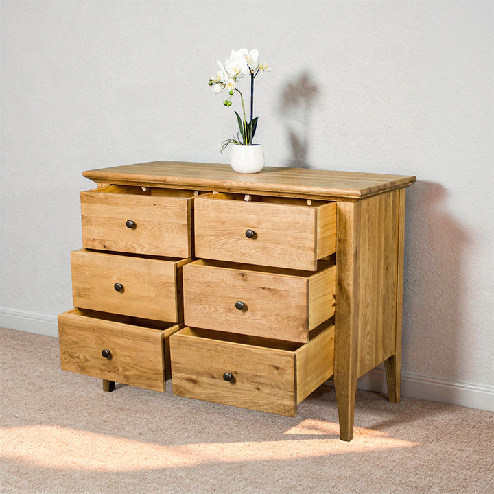 Beethoven Oak Lowboy Six Drawer Chest