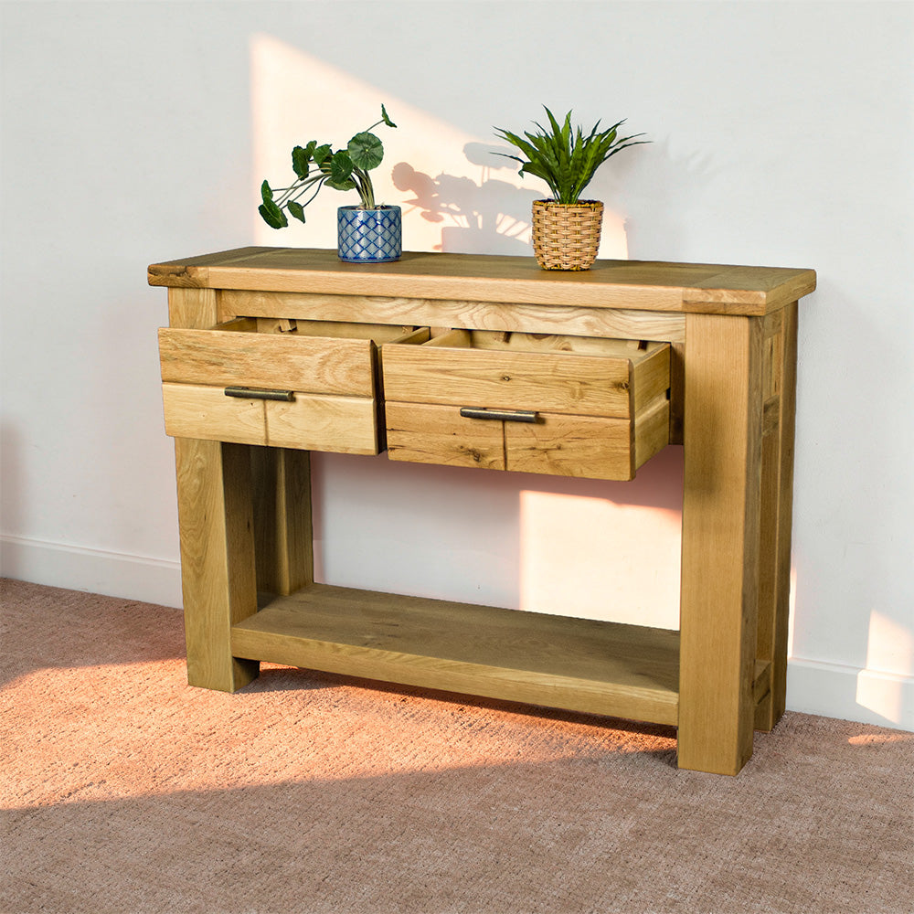 Camden 2 Drawer Oak Hall Table