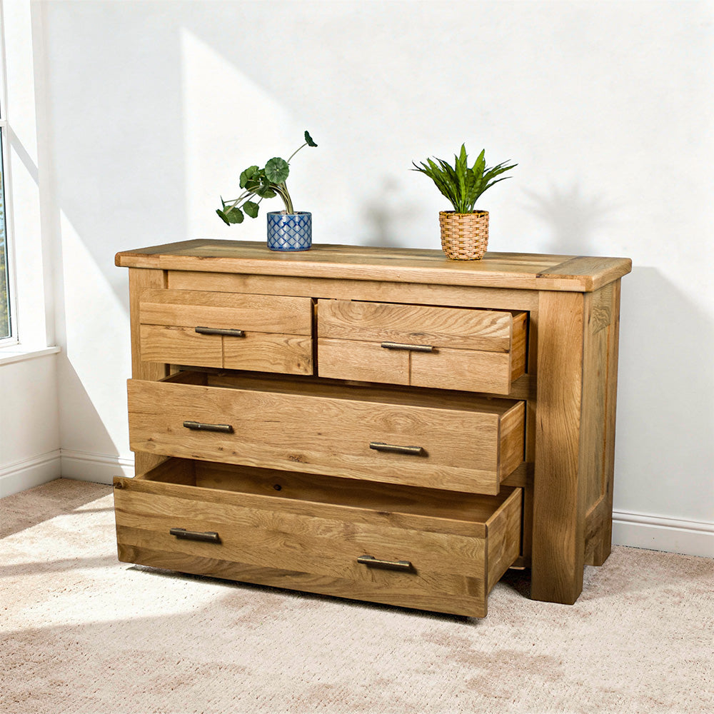 Camden 4 Drawer White Oak Lowboy