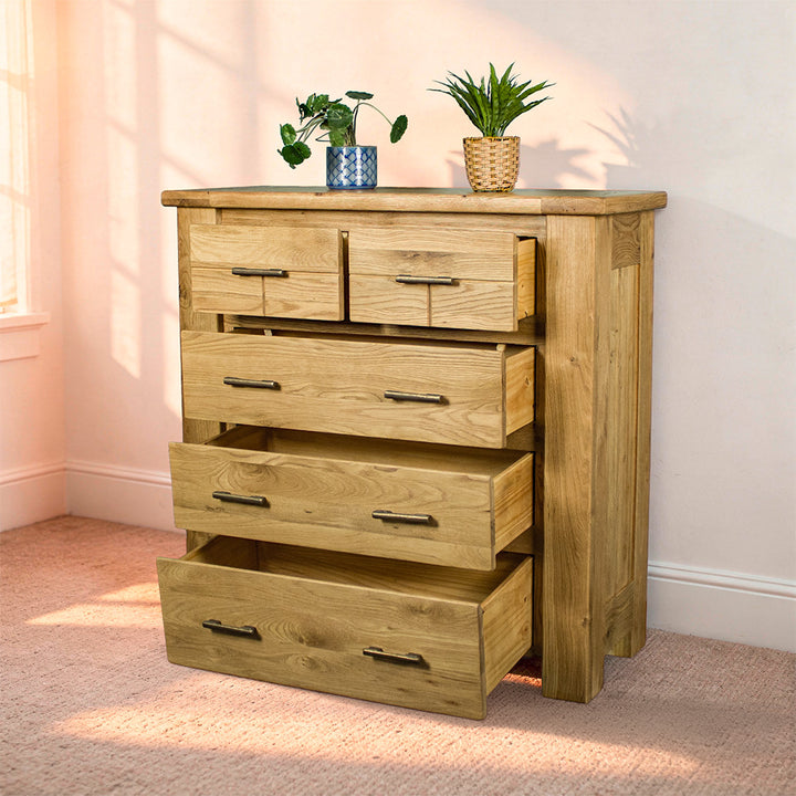 Camden 5 Drawer White Oak Tallboy